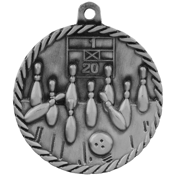 Antique Silver 2" Bowling High Relief Medal