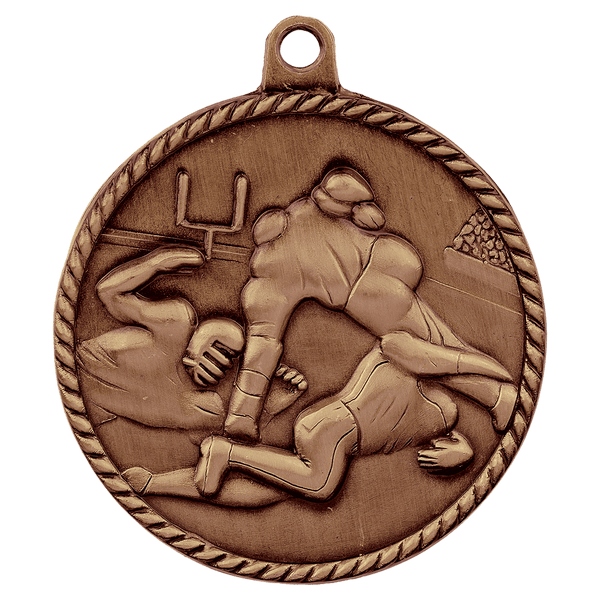 Antique Bronze 2" Football High Relief Medal