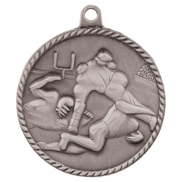 Antique Silver 2" Football High Relief Medal