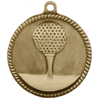 Antique Gold 2" Golf High Relief Medal