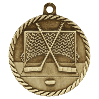 Antique Gold 2" Hockey High Relief Medal
