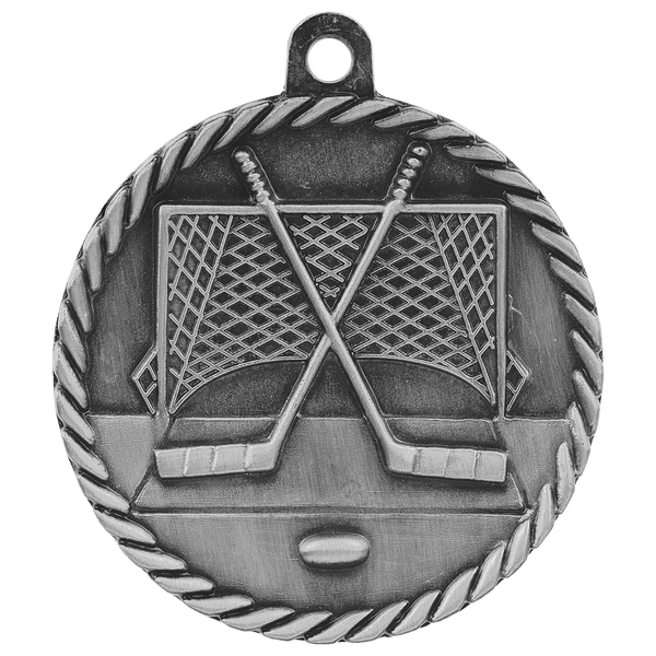 Antique Silver 2" Hockey High Relief Medal