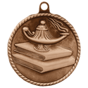 Antique Bronze 2" Lamp of Knowledge High Relief Medal