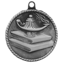 Antique Silver 2" Lamp of Knowledge High Relief Medal