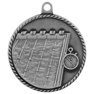 Antique Silver 2" Swimming High Relief Medal