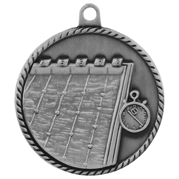 Antique Silver 2" Swimming High Relief Medal
