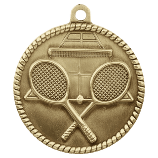 Antique Gold 2" Tennis High Relief Medal