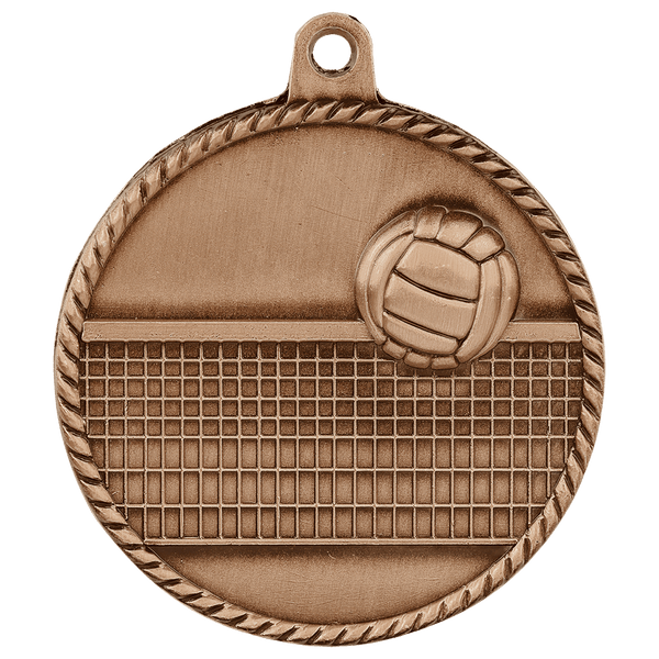 Antique Bronze 2" Volleyball High Relief Medal