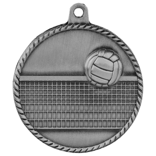 Antique Silver 2" Volleyball High Relief Medal