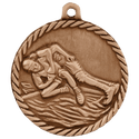 Antique Bronze 2" Wrestling High Relief Medal