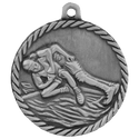 Antique Silver 2" Wrestling High Relief Medal