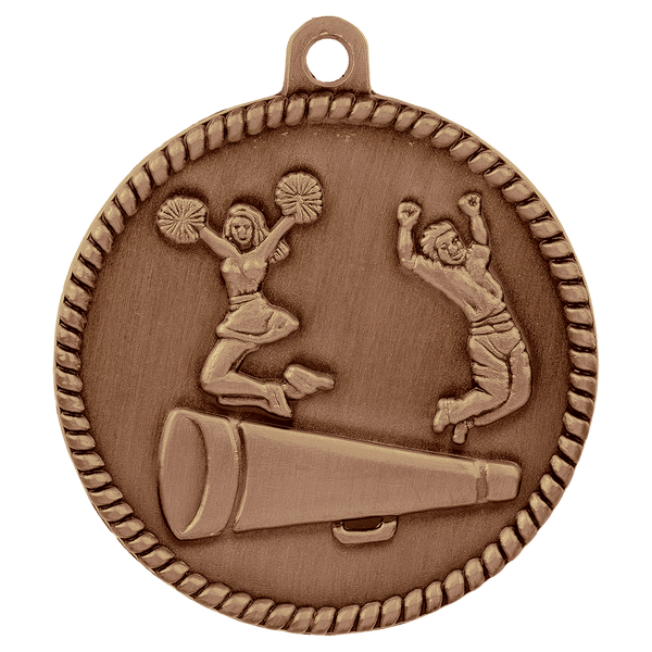 Antique Bronze 2" Cheer High Relief Medal