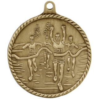 Antique Gold 2" Cross Country High Relief Medal