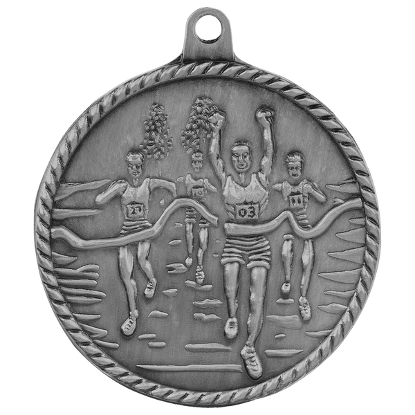 Antique Silver 2" Cross Country High Relief Medal