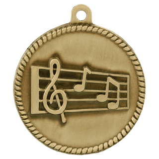 Antique Gold 2" Music High Relief Medal
