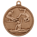 Antique Bronze 2" Female Gymnastics High Relief Medal