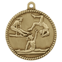Antique Gold 2" Female Gymnastics High Relief Medal