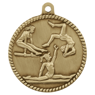 Antique Gold 2" Female Gymnastics High Relief Medal