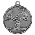 Antique Silver 2" Female Gymnastics High Relief Medal