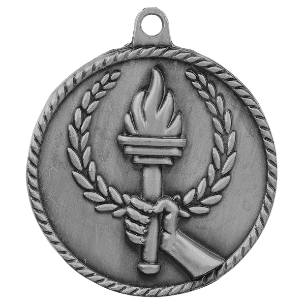 Antique Silver 2" Torch High Relief Medal