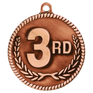 2" Antique Bronze 3rd Place High Relief Medal