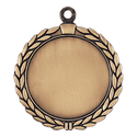 Antique Gold 2 1/2" Wreath 2" Insert Holder Medal