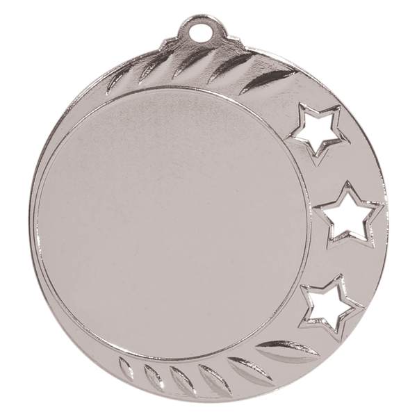 Bright Silver 2 3/4" 3-Star 2" Insert Holder Medal