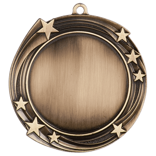 Antique Gold 2 3/4" Swirling Star 2" Insert Holder Medal
