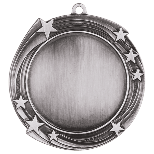 Antique Silver 2 3/4" Swirling Star 2" Insert Holder Medal