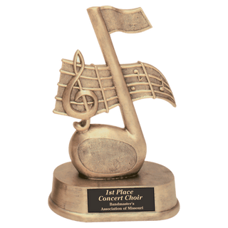 7 3/4" Antique Gold Music Note Resin