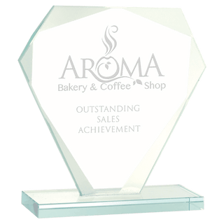 5 1/2" Cut Diamond Jade Glass Award