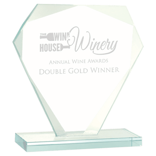 6 1/4" Cut Diamond Jade Glass Award