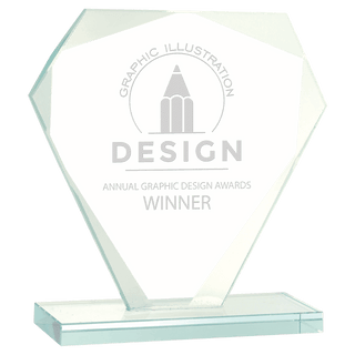 7" Cut Diamond Jade Glass Award