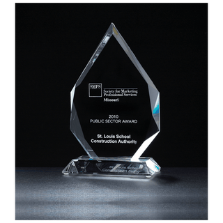5 7/8" x 9 7/8" x 3/4" Thick Flame Series Multi-Faceted Optical Crystal    Award