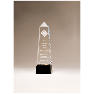 2 7/8" x 9 3/4" Crystal Obelisk with Prism-Effect Top and Black Base