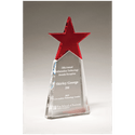 Red Crystal Star on Clear 4 1/8" x 9 1/8" Crystal Base