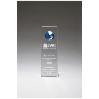 2 3/4" x 8" Crystal Trophy with Blue Globe