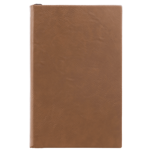 Dark Brown 5 3/8" x 8 1/4" Light Brown Leatherette 110 Page Bound Journal with Ribbon Bookmark