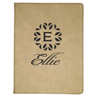 Light Brown 9 1/2" x 12" Light Brown Laserable Leatherette Portfolio with Lined Pad