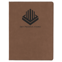 Dark Brown 9 1/2" x 12" Light Brown Laserable Leatherette Portfolio with Lined Pad
