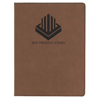 Dark Brown 9 1/2" x 12" Light Brown Laserable Leatherette Portfolio with Lined Pad