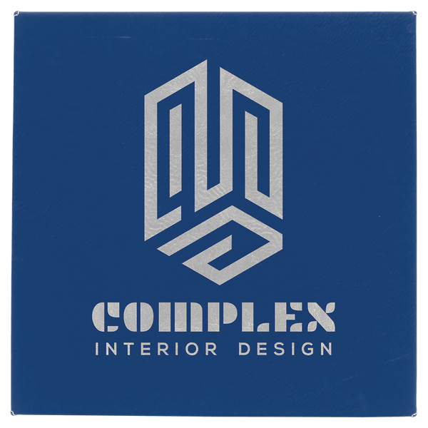 Blue/Silver 10" x 10" Laserable Leatherette Wall Decor with Sawtooth Hanger