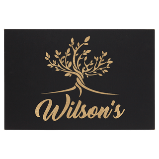 Black/Gold 12" x 18" Laserable Leatherette Wall Decor with Sawtooth Hanger