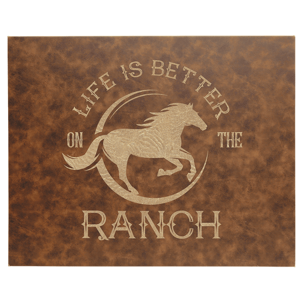 Rustic/Gold 12" x 18" Laserable Leatherette Wall Decor with Sawtooth Hanger