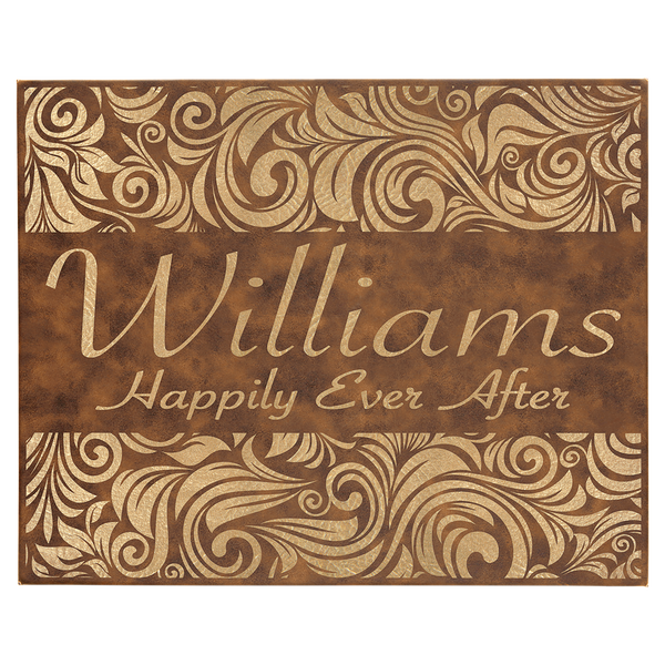 Rustic/Gold 16" x 20" Laserable Leatherette Wall Decor with Sawtooth Hanger