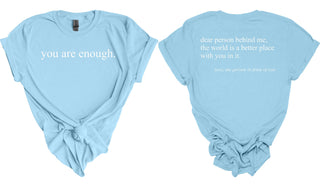 Buy light-blue You Are Enough Unisex Tee - Crawford County Suicide Prevention Coalition