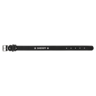 Black/Silver Small 15" x 3/4" Laserable Leatherette Dog Collar