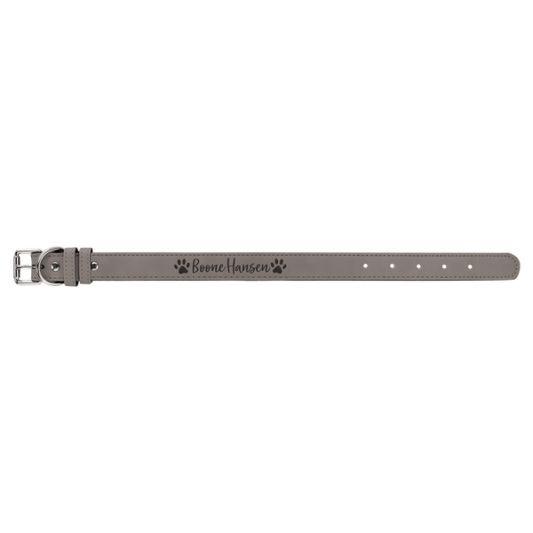 Gray Small 15" x 3/4" Laserable Leatherette Dog Collar