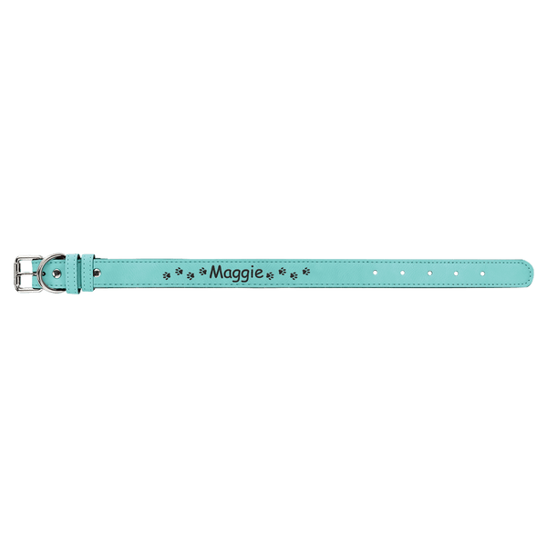 Teal Small 15" x 3/4" Laserable Leatherette Dog Collar