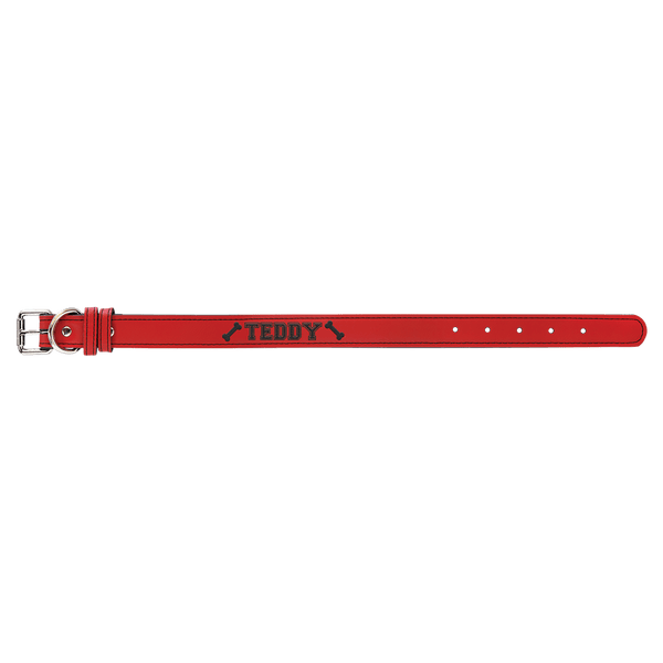 Red Small 15" x 3/4" Laserable Leatherette Dog Collar